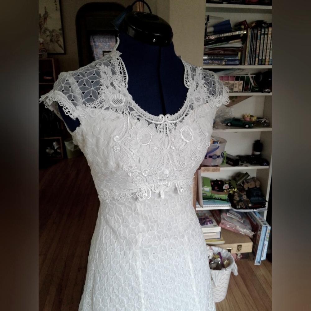 Upcycled vintage 1970s wedding dress, keyhole back
